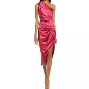 NWOT Elliatt Cassini Satin One-Shoulder Dress. Sz S